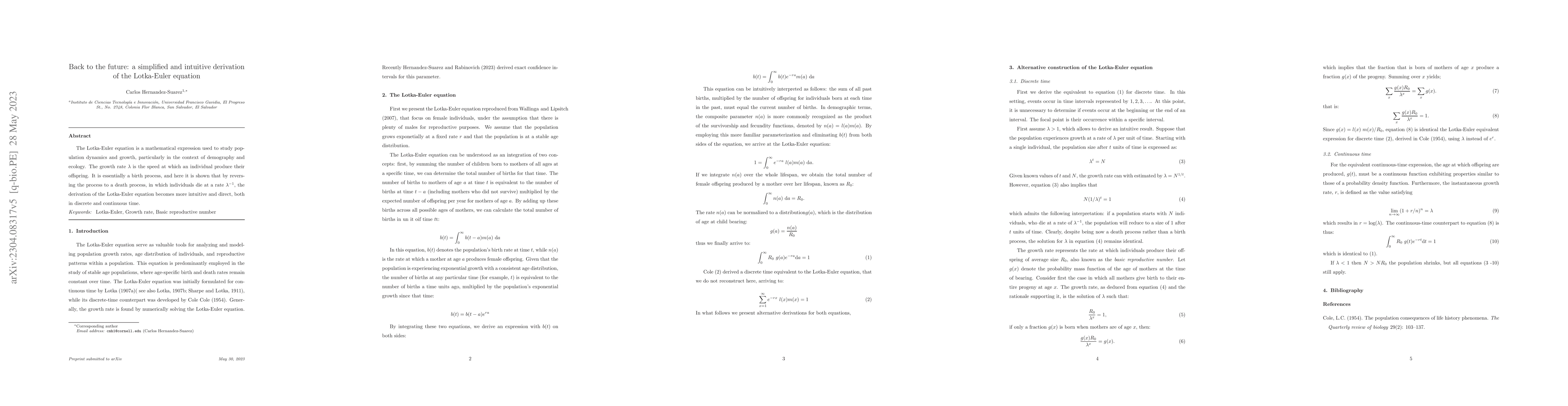 Thumbnail for Back to the future: a simplified and intuitive derivation of the
  Lotka-Euler equation