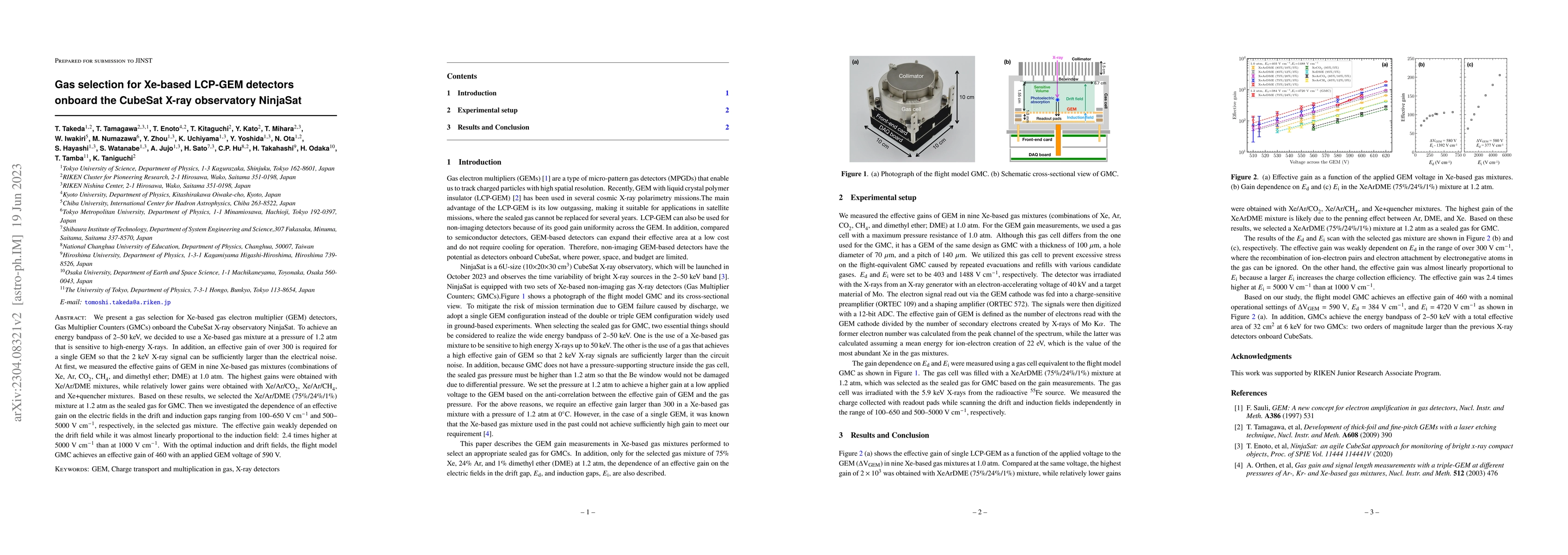 Thumbnail for Gas selection for Xe-based LCP-GEM detectors onboard the CubeSat X-ray
  observatory NinjaSat