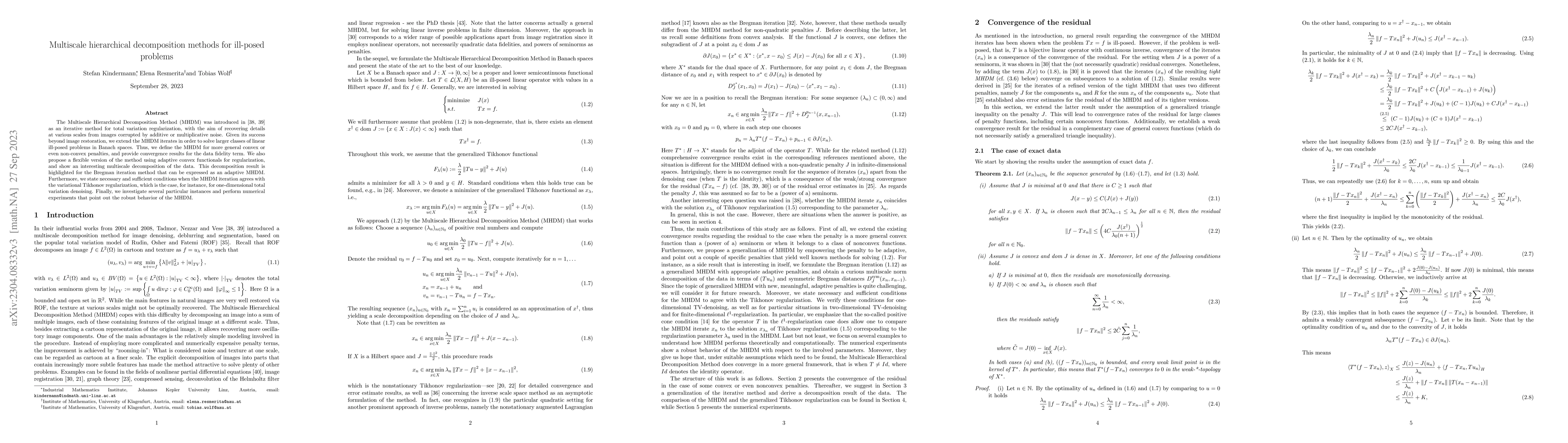 Thumbnail for Multiscale hierarchical decomposition methods for ill-posed problems