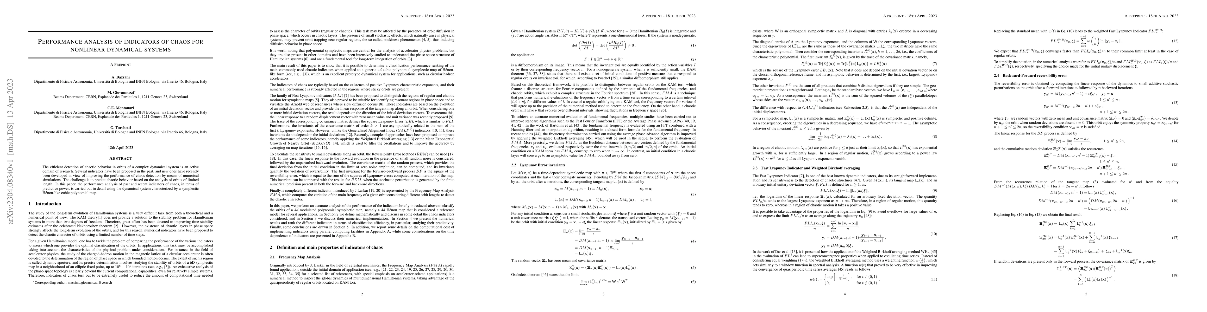 Thumbnail for Performance analysis of indicators of chaos for nonlinear dynamical
  systems