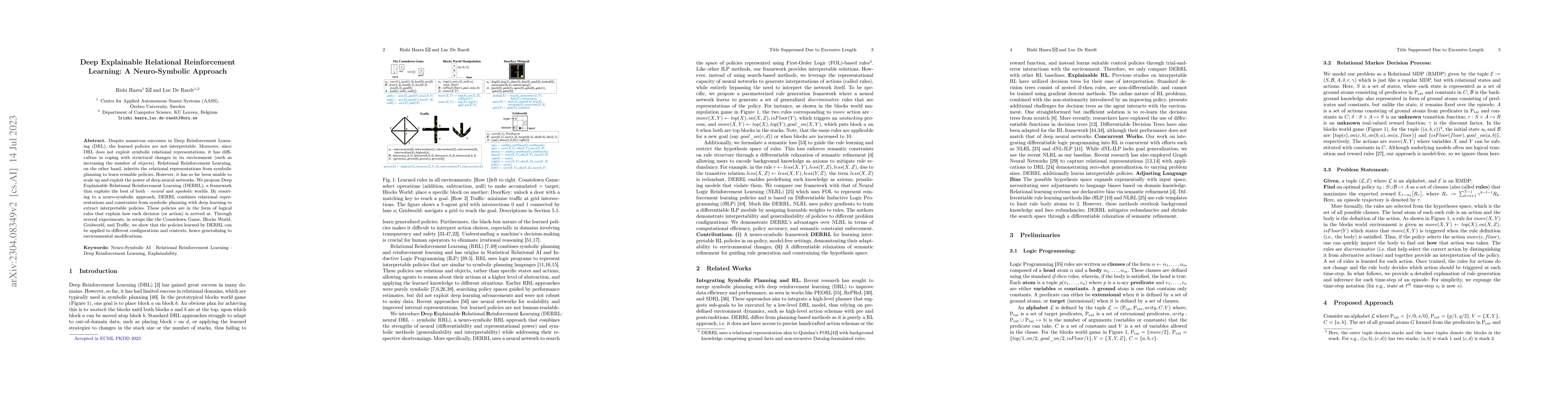 Thumbnail for Deep Explainable Relational Reinforcement Learning: A Neuro-Symbolic
  Approach