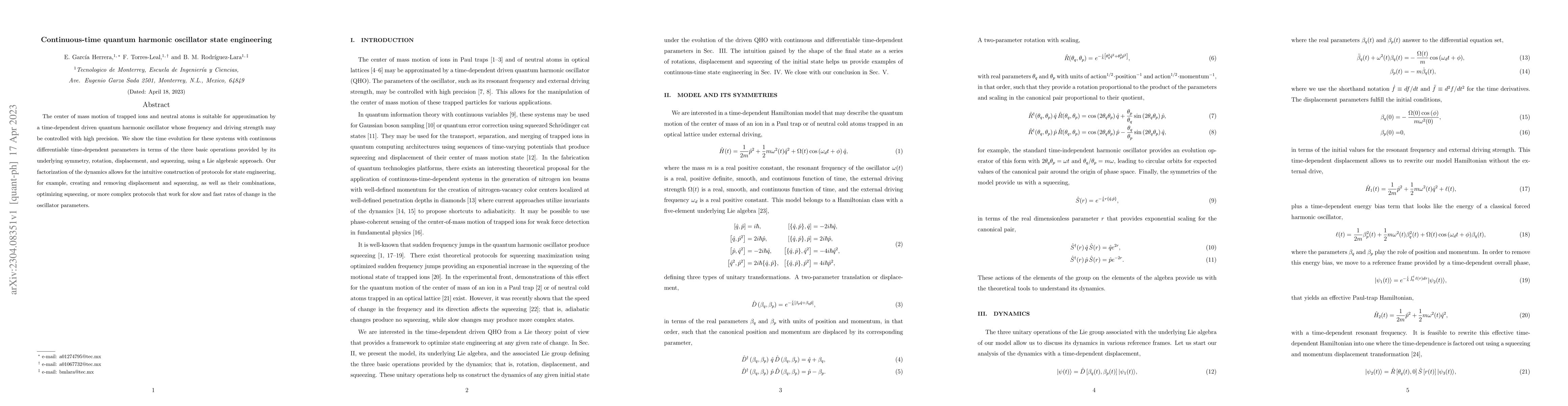 Thumbnail for Continuous-time quantum harmonic oscillator state engineering