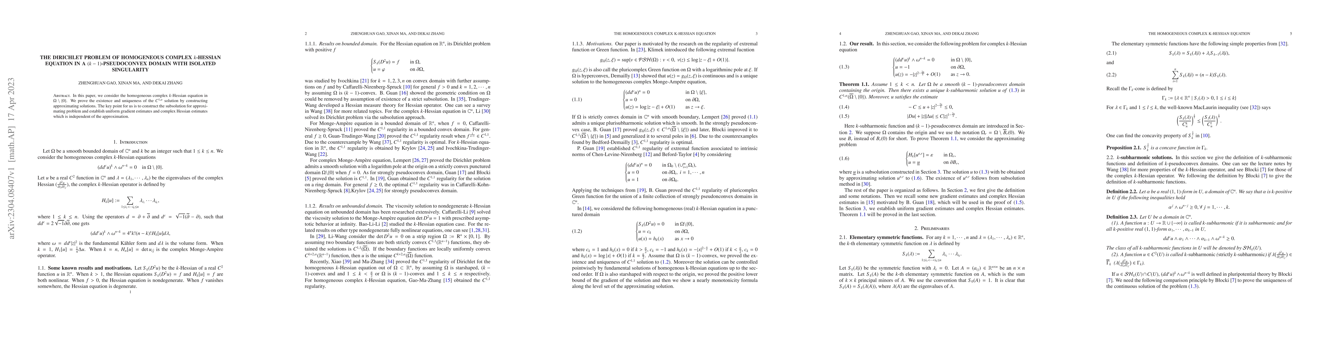 Thumbnail for The Dirichlet problem of homogeneous complex k-Hessian equation in a
  (k-1)-pesudoconvex domain with isolated singularity