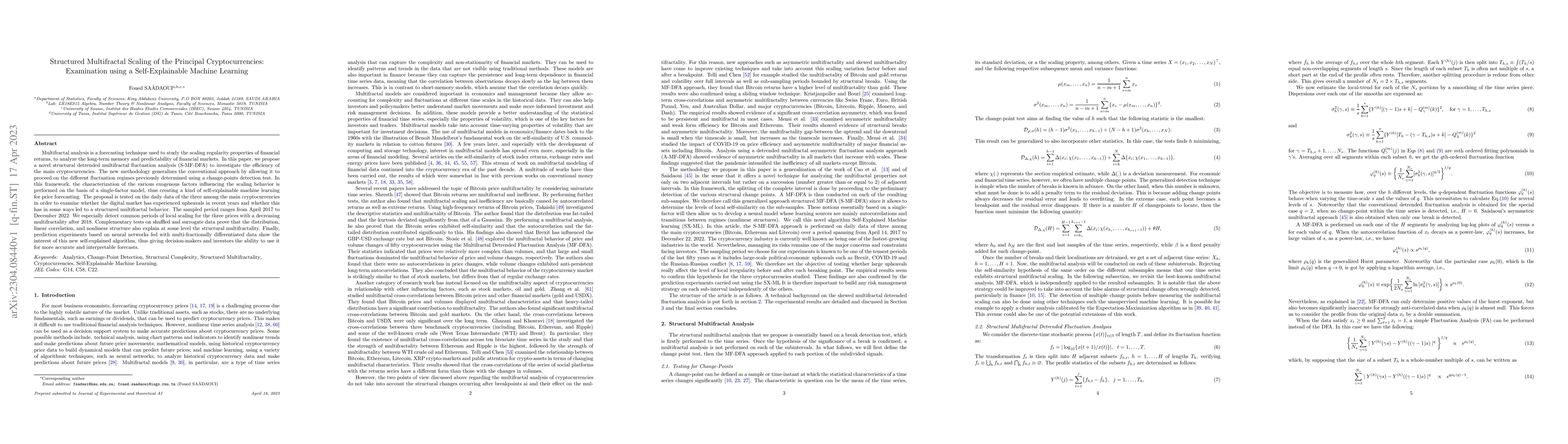 Thumbnail for Structured Multifractal Scaling of the Principal Cryptocurrencies:
  Examination using a Self-Explainable Machine Learning