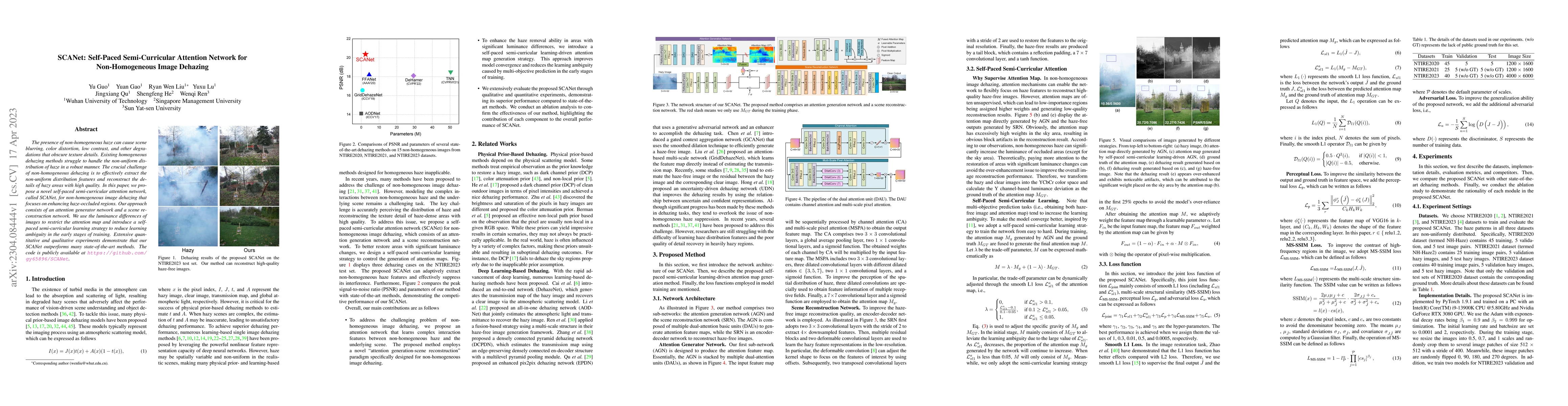 Thumbnail for SCANet: Self-Paced Semi-Curricular Attention Network for Non-Homogeneous
  Image Dehazing