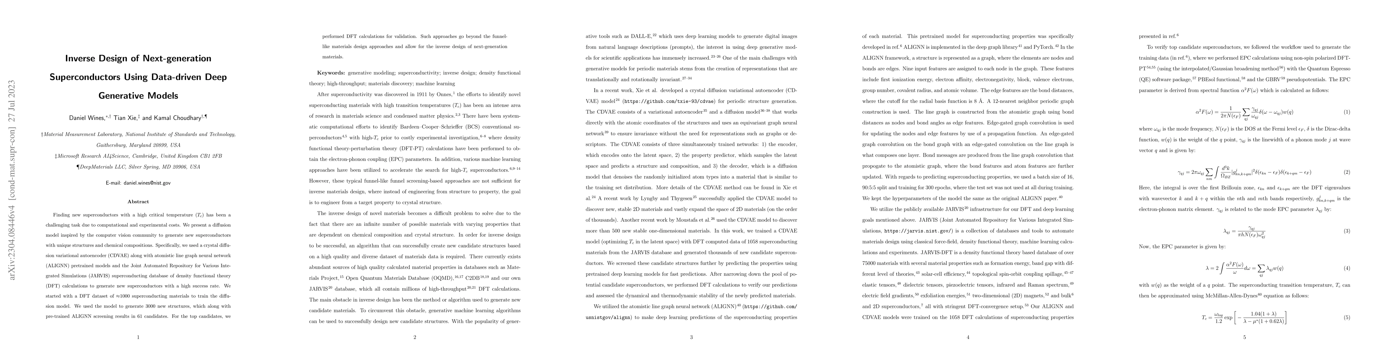 Thumbnail for Inverse Design of Next-generation Superconductors Using Data-driven Deep
  Generative Models