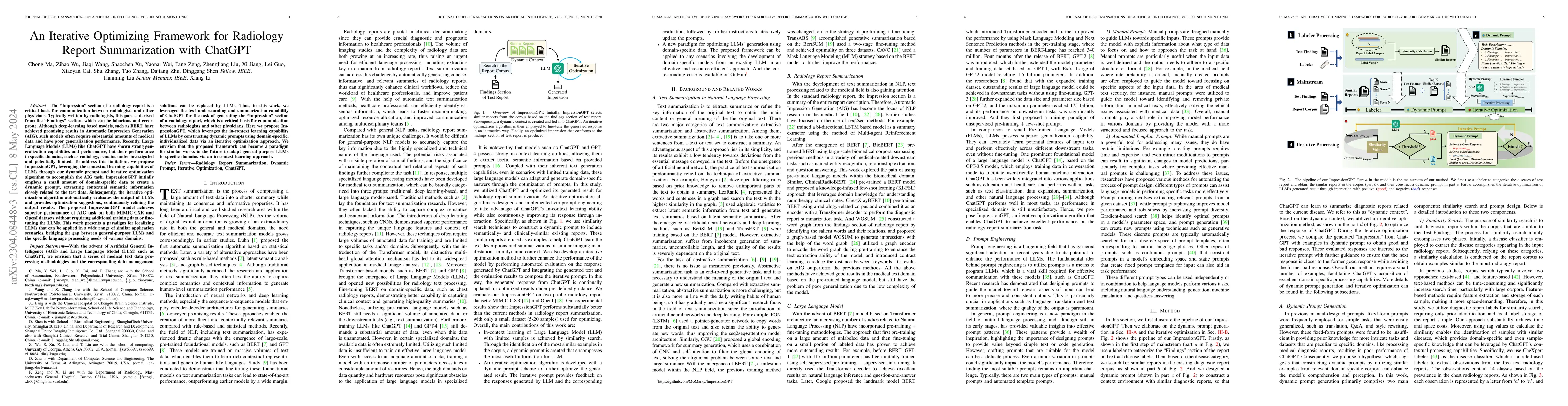 Thumbnail for An Iterative Optimizing Framework for Radiology Report Summarization
  with ChatGPT