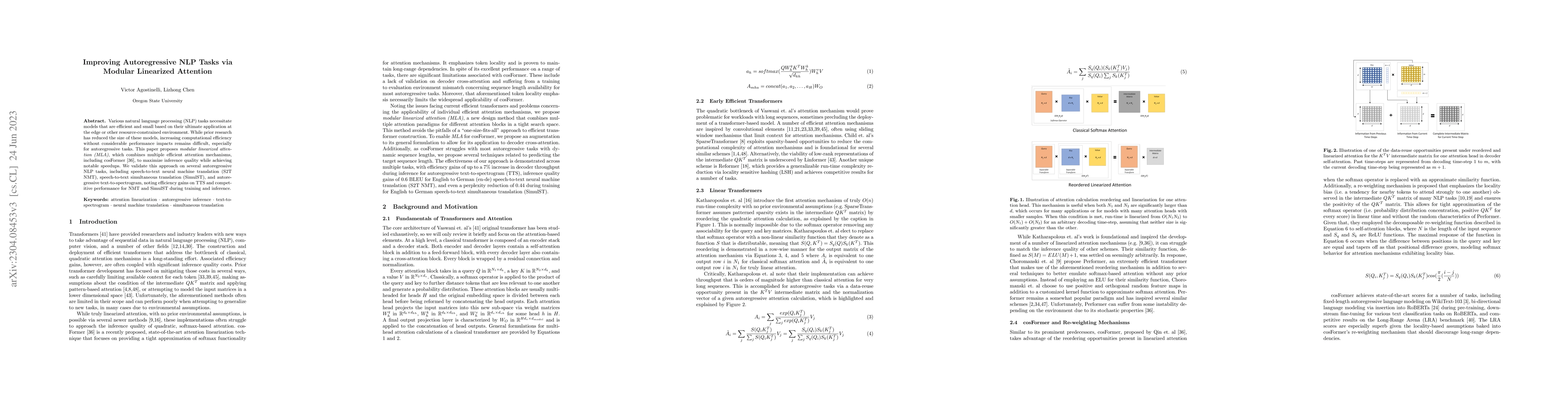 Thumbnail for Improving Autoregressive NLP Tasks via Modular Linearized Attention