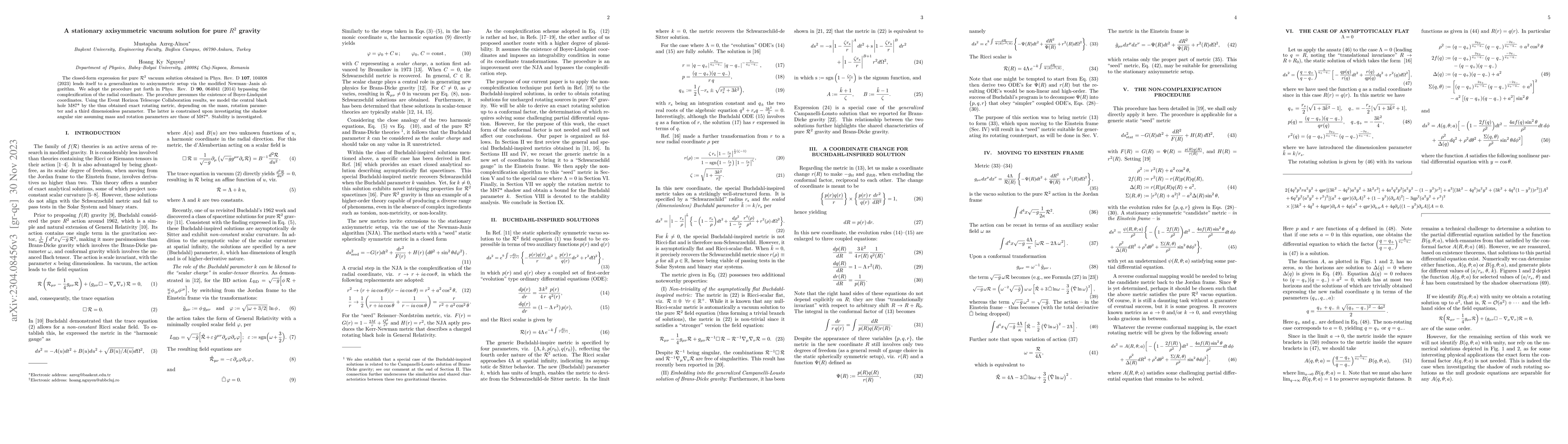 Thumbnail for A stationary axisymmetric vacuum solution for pure $R^2$ gravity