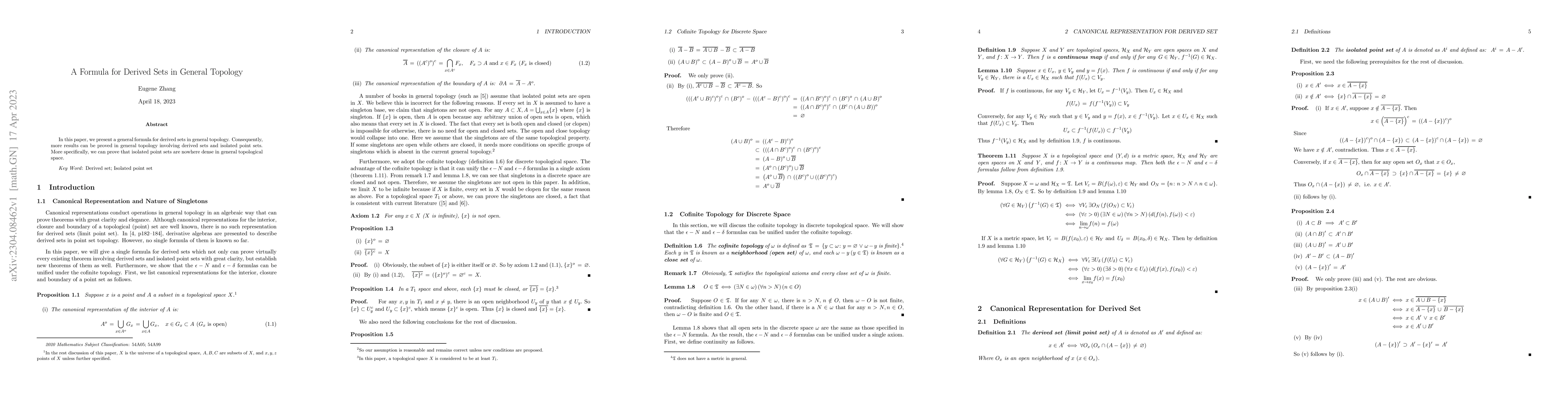 Thumbnail for A Formula for Derived Sets in General Topology