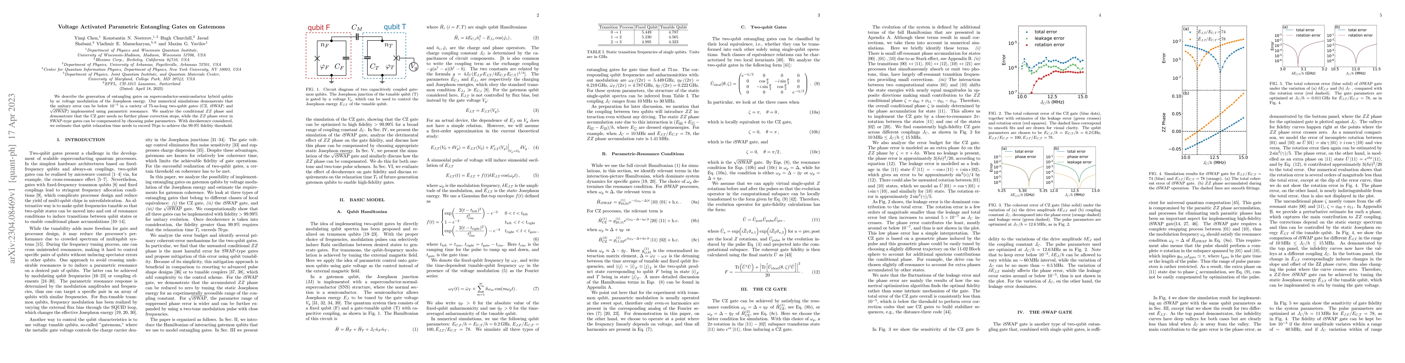 Thumbnail for Voltage Activated Parametric Entangling Gates on Gatemons