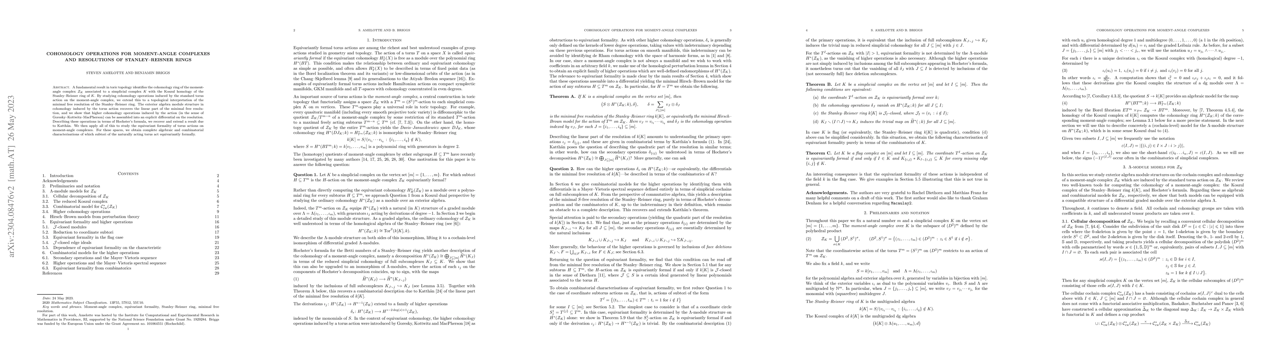 Thumbnail for Cohomology operations for moment-angle complexes and resolutions of
  Stanley-Reisner rings