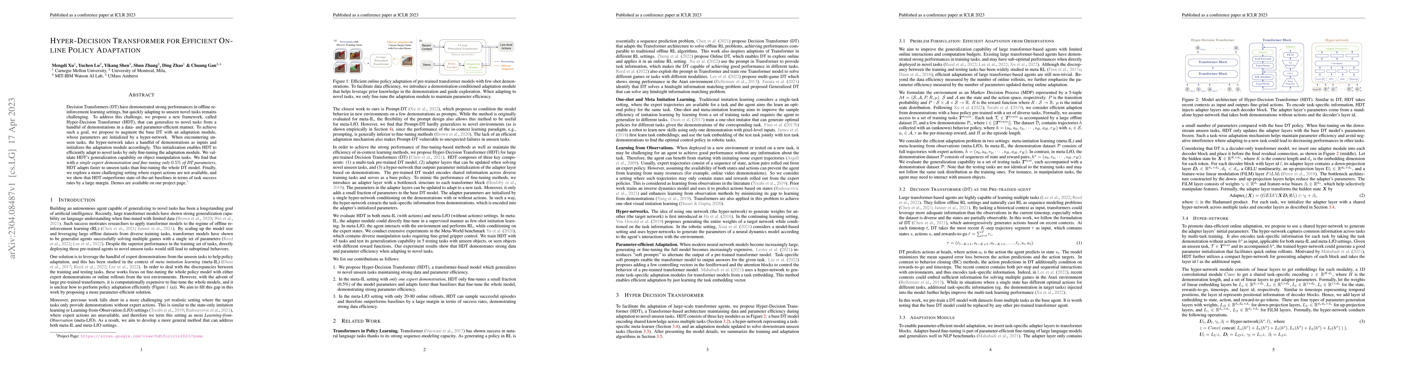 Thumbnail for Hyper-Decision Transformer for Efficient Online Policy Adaptation
