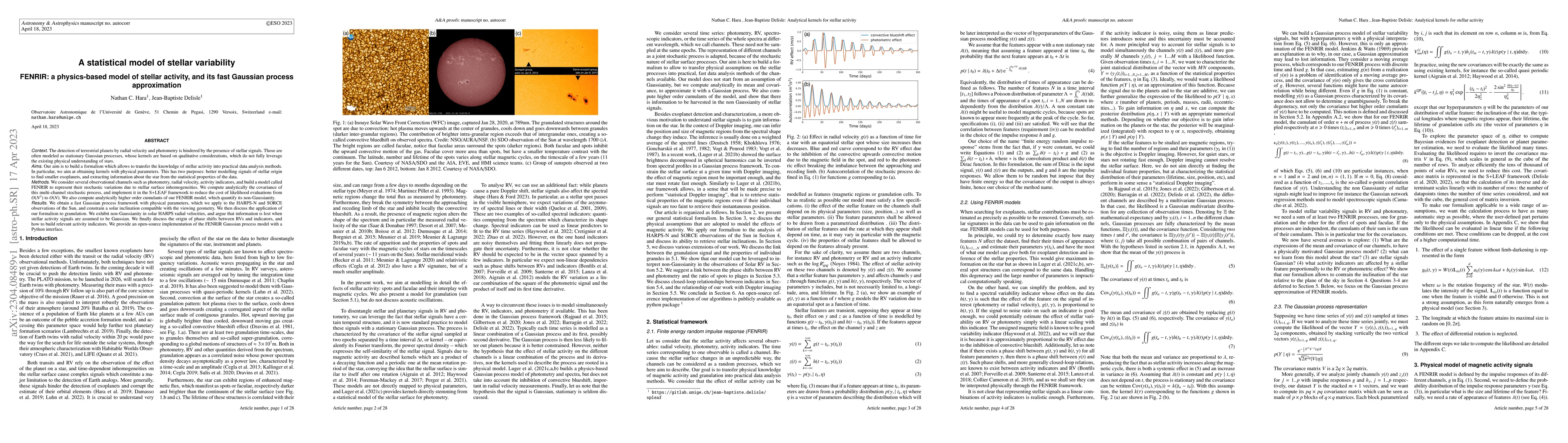 Thumbnail for A statistical model of stellar variability. I. FENRIR: a physics-based
  model of stellar activity, and its fast Gaussian process approximation