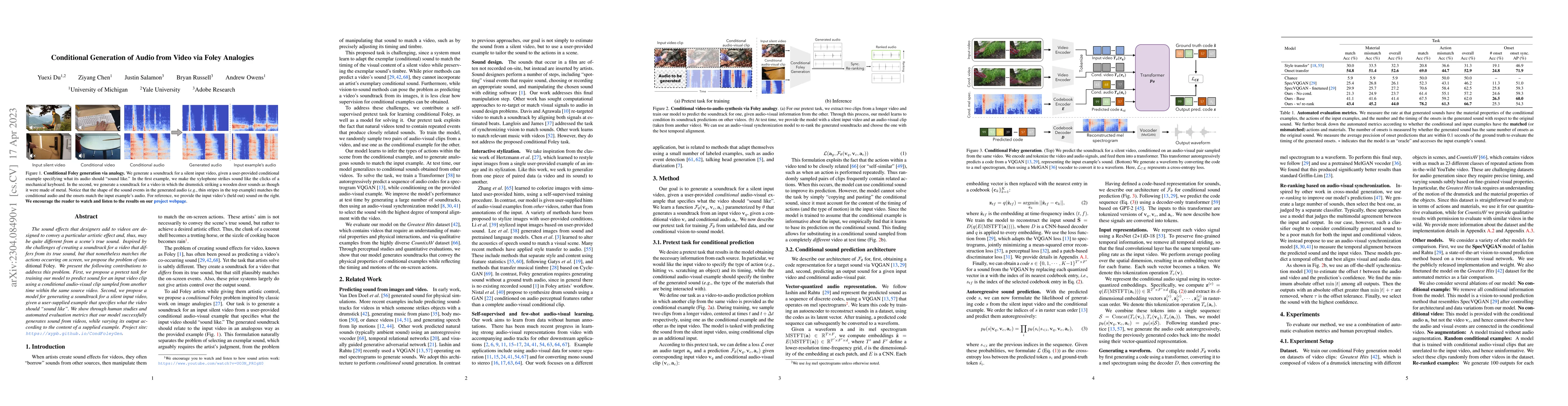 Thumbnail for Conditional Generation of Audio from Video via Foley Analogies