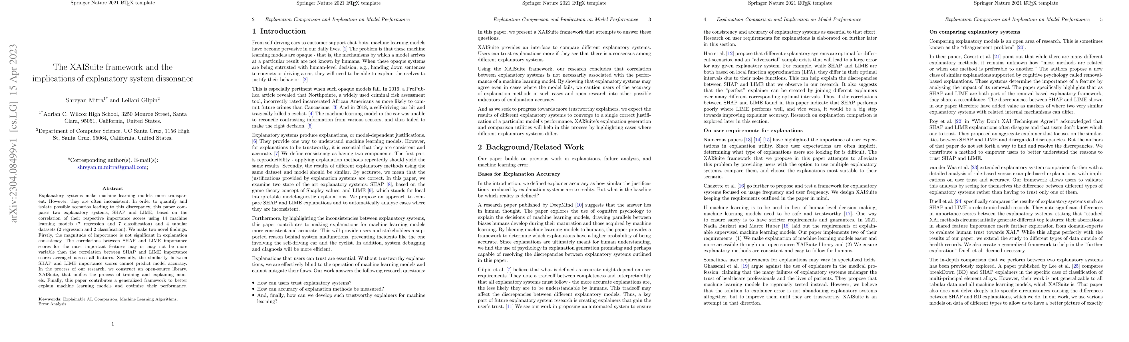 Thumbnail for The XAISuite framework and the implications of explanatory system
  dissonance