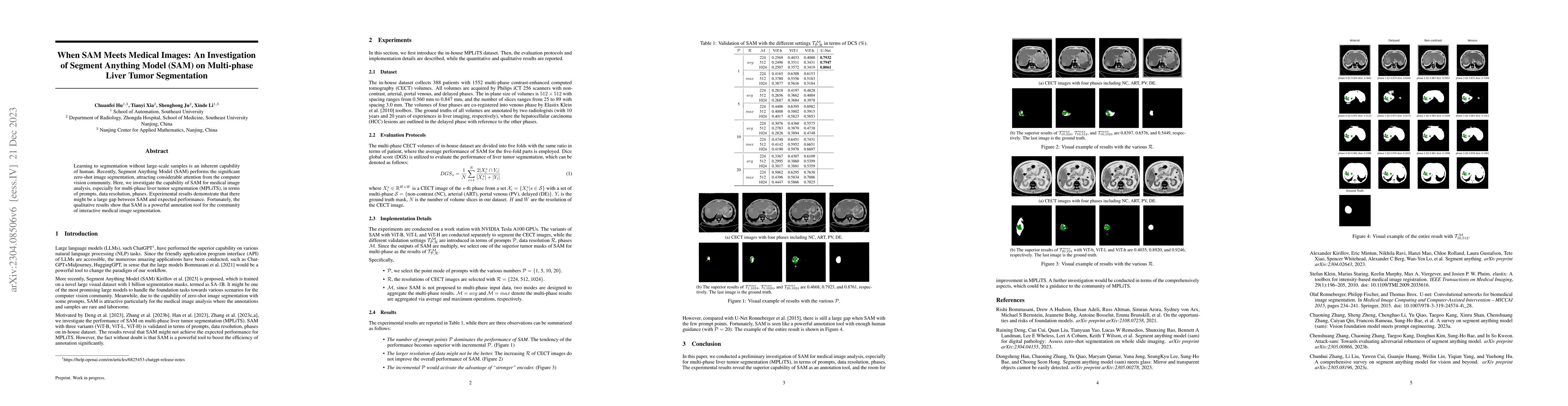 Thumbnail for When SAM Meets Medical Images: An Investigation of Segment Anything
  Model (SAM) on Multi-phase Liver Tumor Segmentation