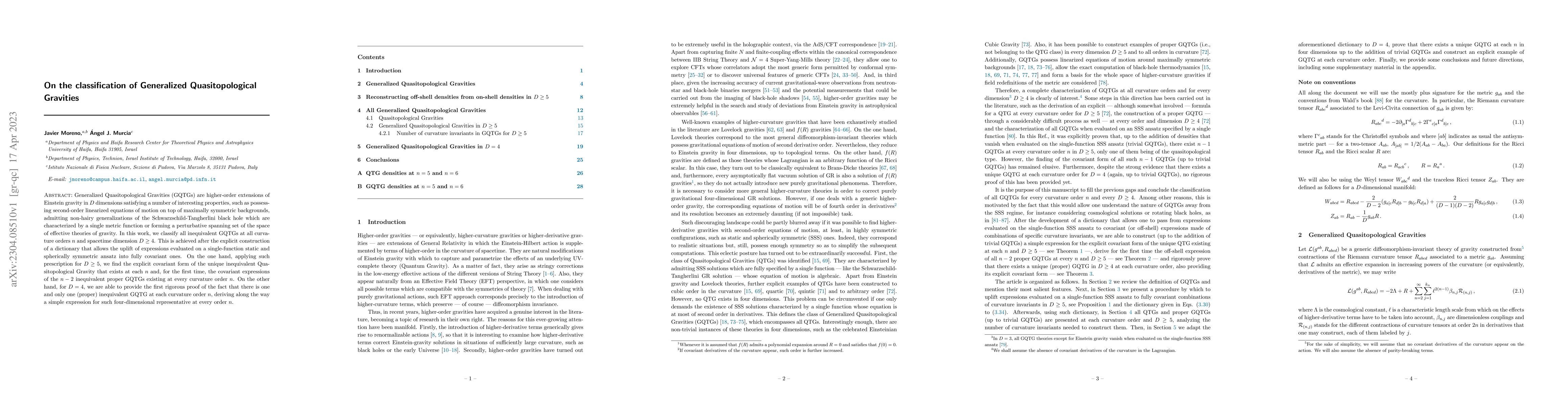 Thumbnail for On the classification of Generalized Quasitopological Gravities