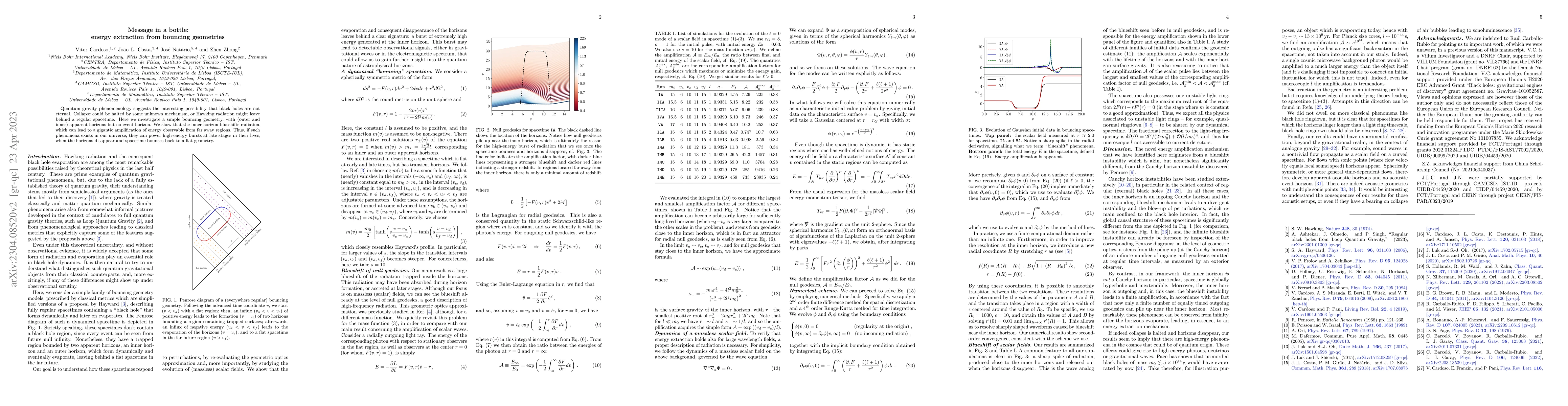 Thumbnail for Message in a bottle: energy extraction from bouncing geometries