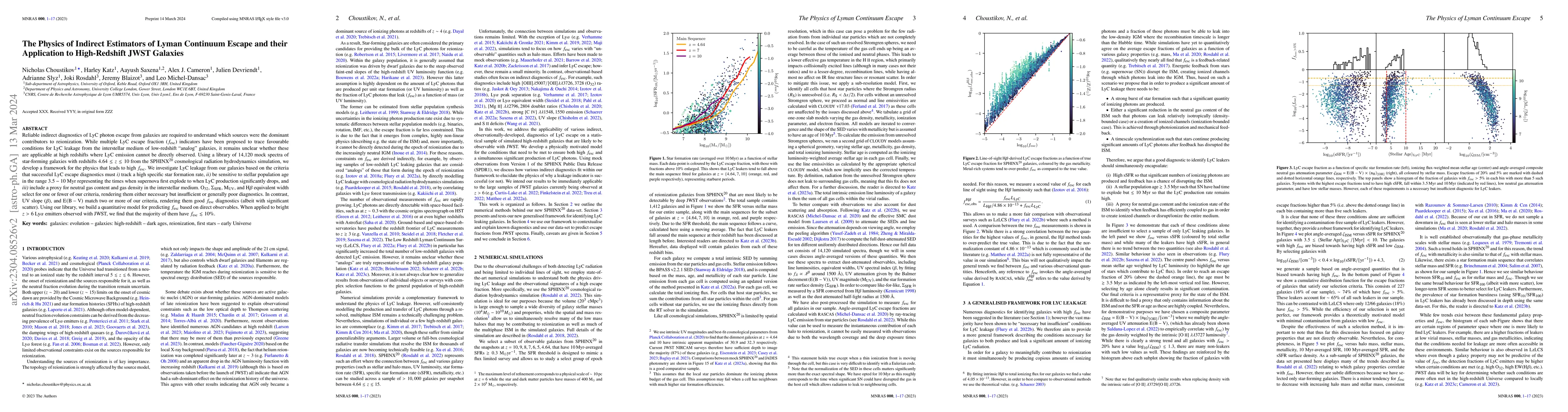 Thumbnail for The Physics of Indirect Estimators of Lyman Continuum Escape and their
  Application to High-Redshift JWST Galaxies