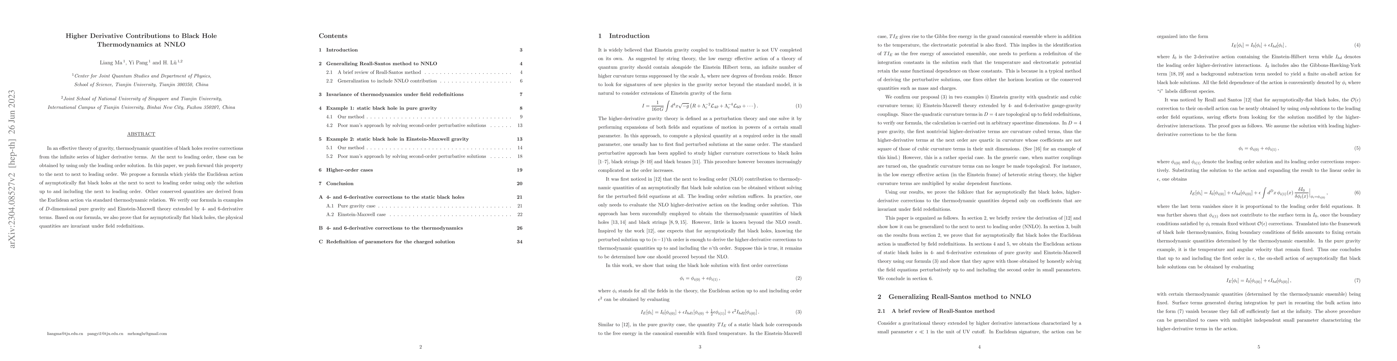 Thumbnail for Higher derivative contributions to black hole thermodynamics at NNLO