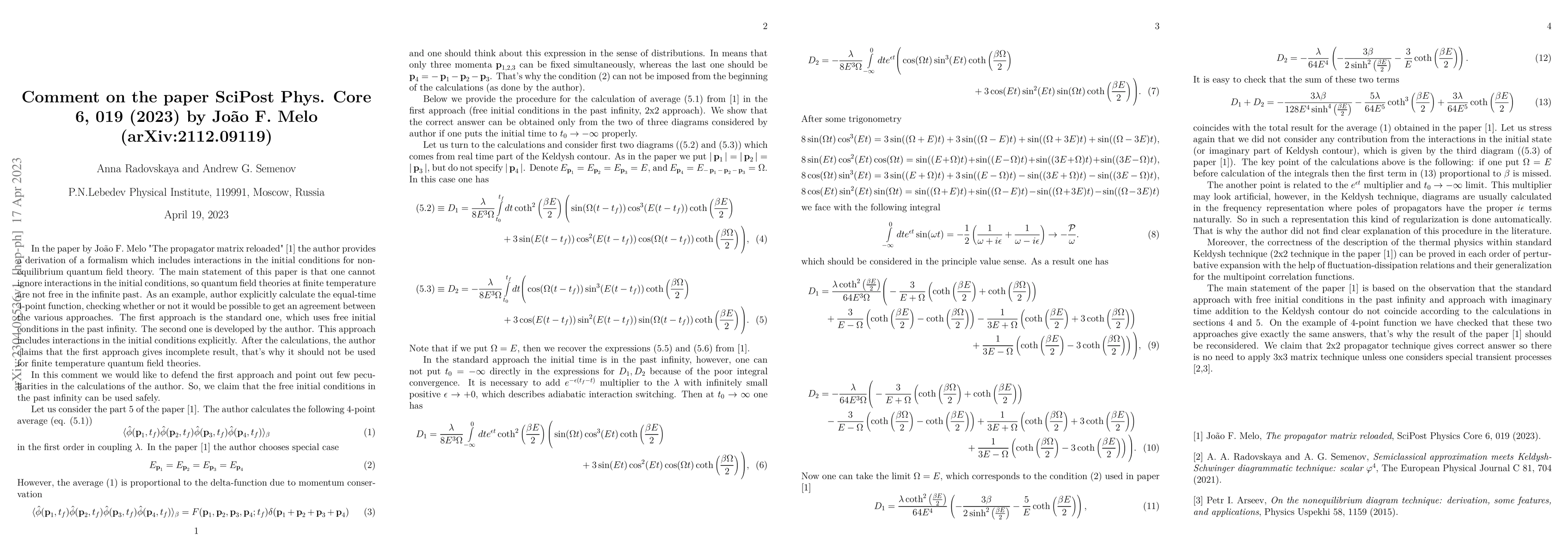 Thumbnail for Comment on the paper SciPost Phys. Core 6, 019 (2023) by Jo\~ao F. Melo
  (arXiv:2112.09119)