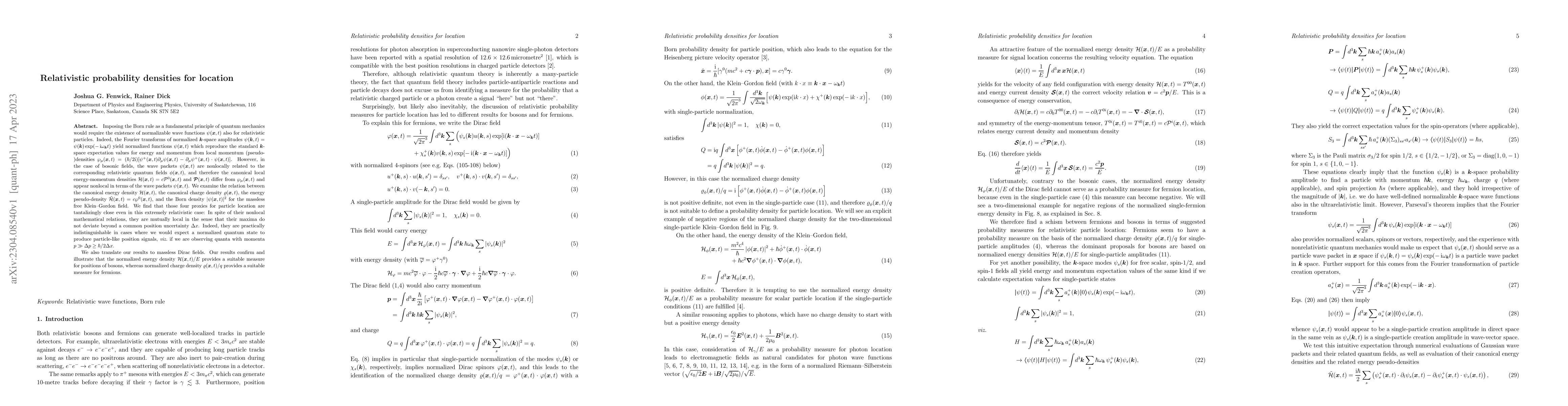Thumbnail for Relativistic probability densities for location