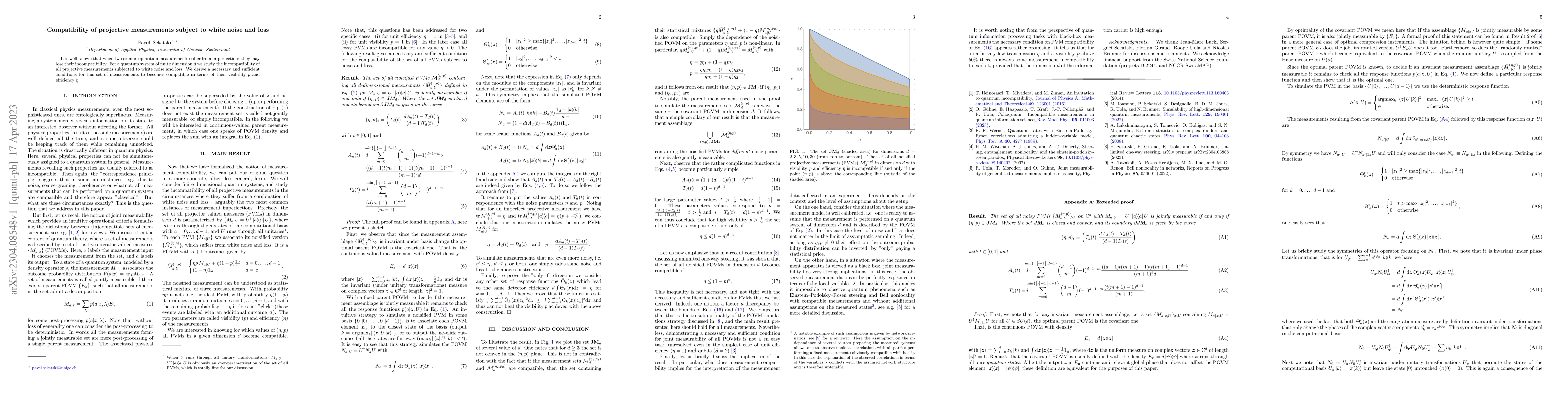Thumbnail for Compatibility of projective measurements subject to white noise and loss