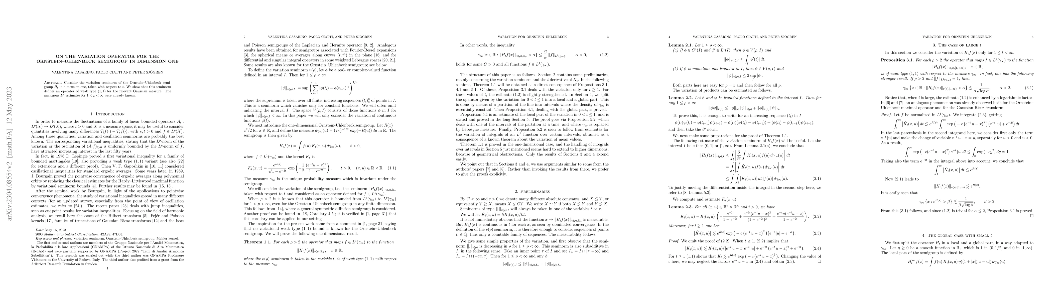 Thumbnail for On the variation operator for the Ornstein-Uhlenbeck semigroup in
  dimension one