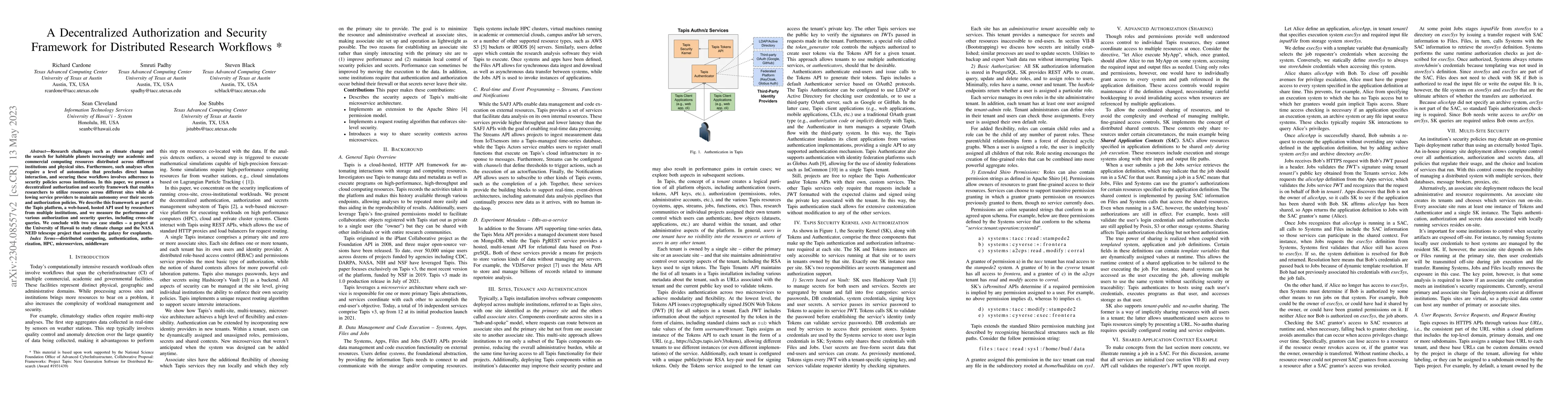 Thumbnail for A Decentralized Authorization and Security Framework for Distributed
  Research Workflows