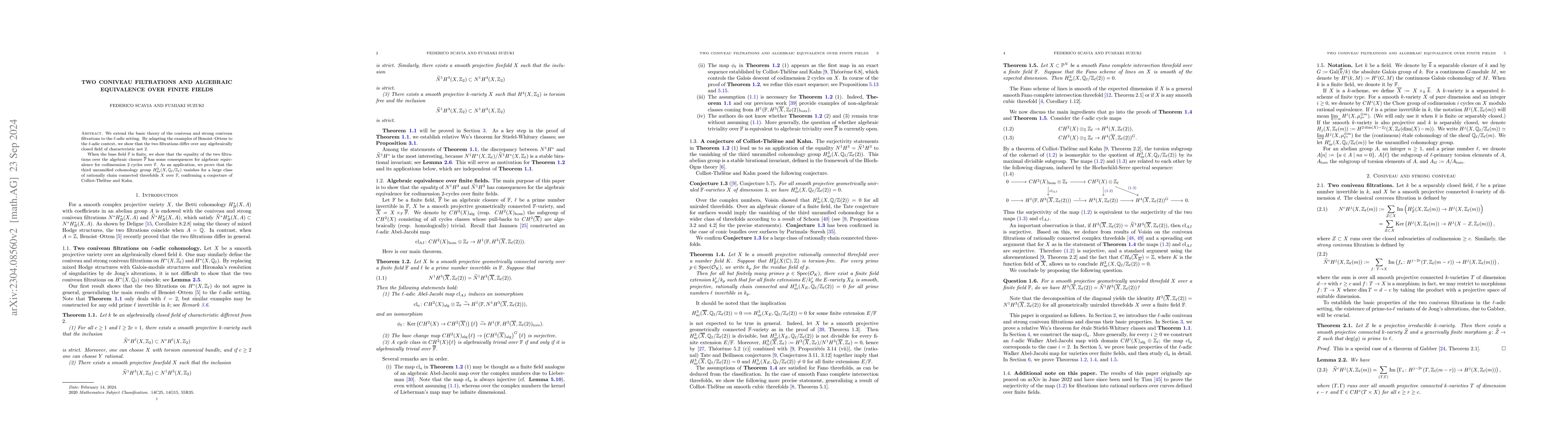 Thumbnail for Two coniveau filtrations and algebraic equivalence over finite fields