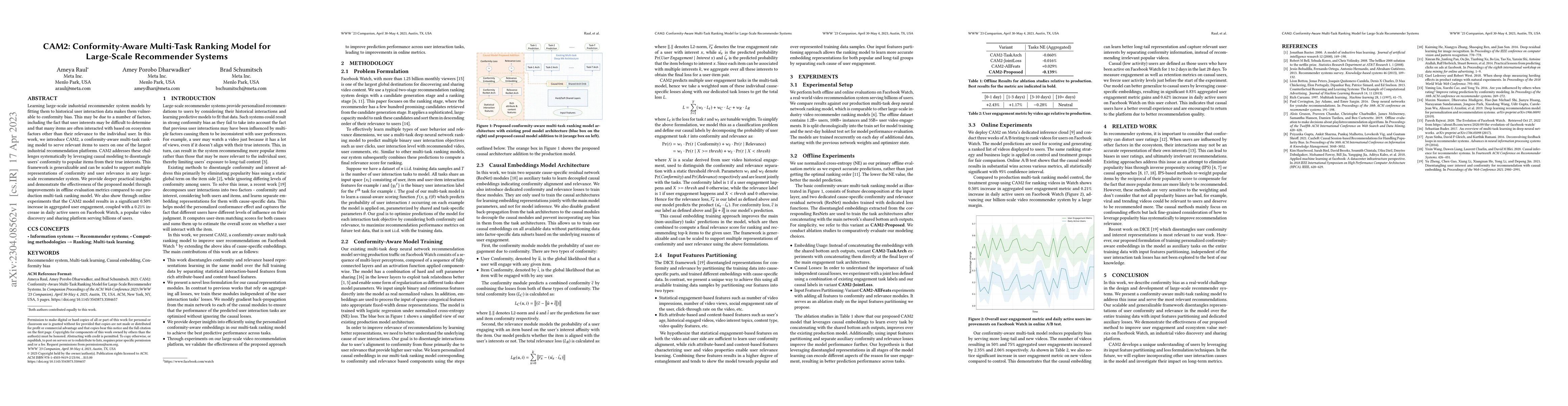 Thumbnail for CAM2: Conformity-Aware Multi-Task Ranking Model for Large-Scale
  Recommender Systems