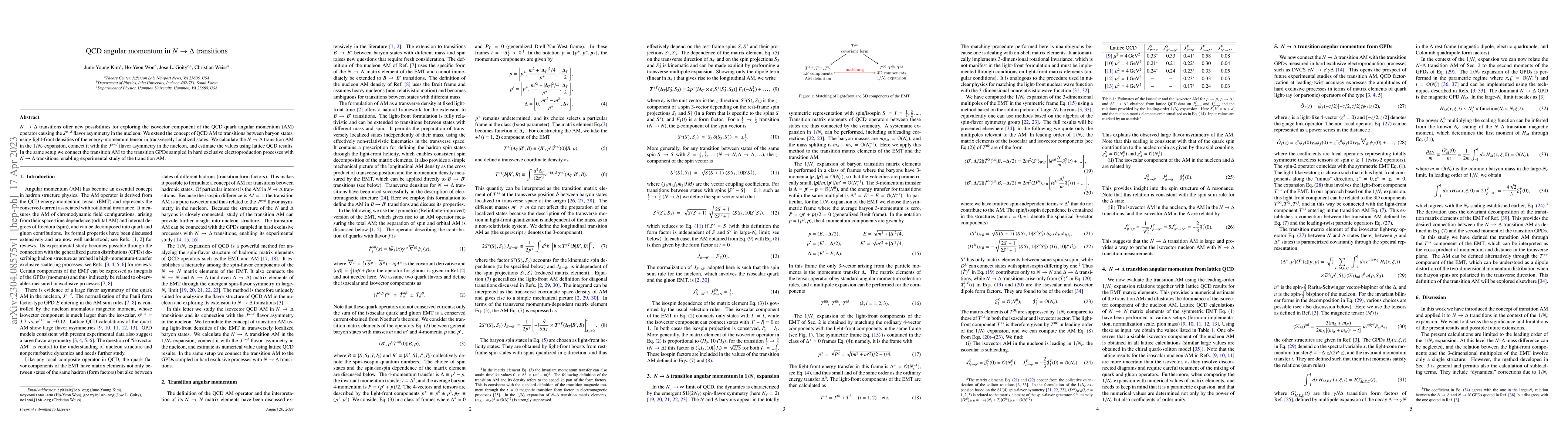 Thumbnail for QCD angular momentum in $N \rightarrow \Delta$ transitions