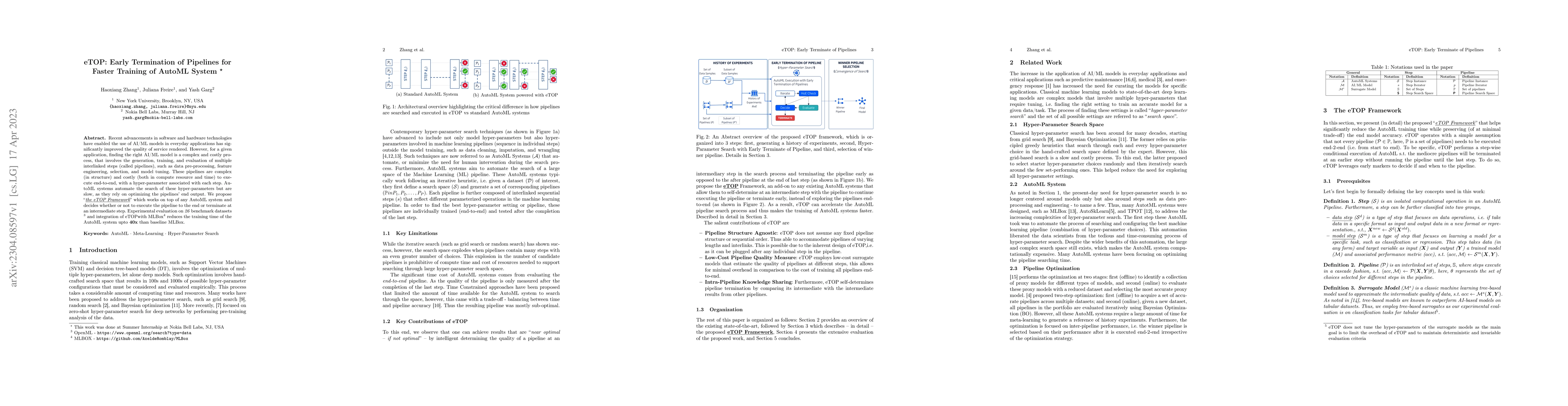 Thumbnail for eTOP: Early Termination of Pipelines for Faster Training of AutoML
  Systems