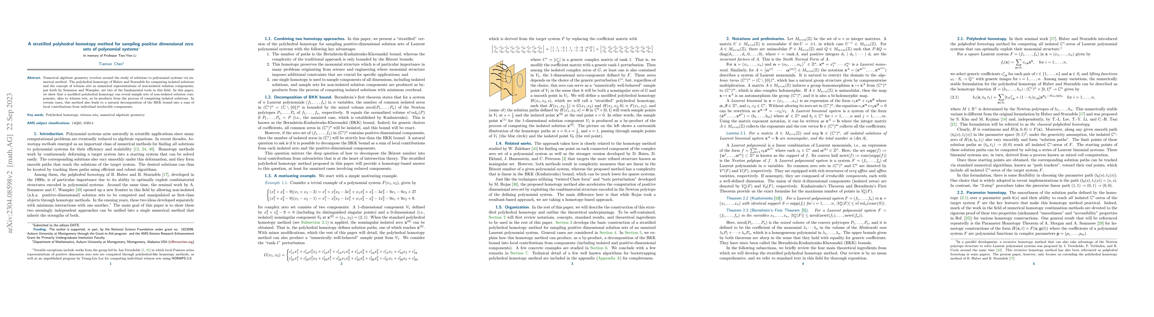 Thumbnail for A stratified polyhedral homotopy method for sampling positive
  dimensional zero sets of polynomial systems