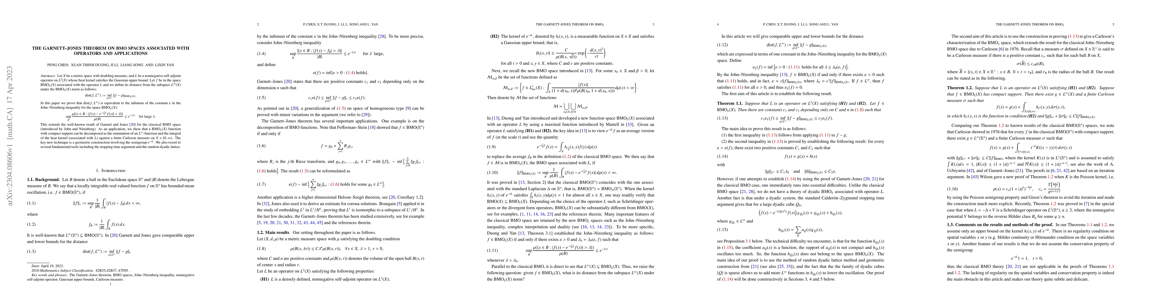Thumbnail for The Garnett-Jones Theorem on BMO spaces associated with operators and
  applications