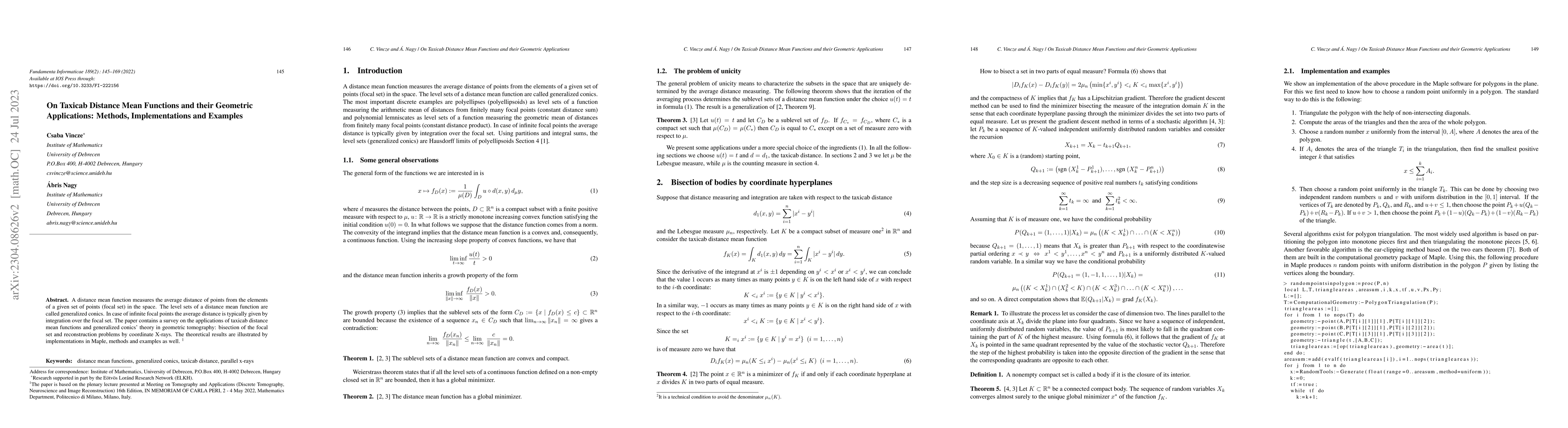 Thumbnail for On taxicab distance mean functions and their geometric applications:
  methods, implementations and examples