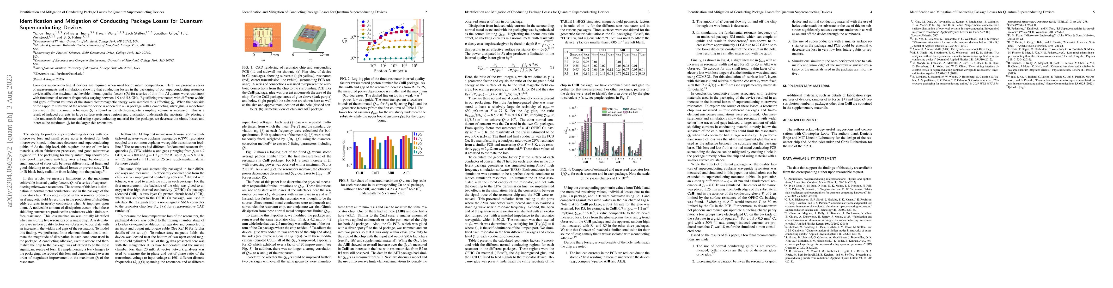 Thumbnail for Identification and Mitigation of Conducting Package Losses for Quantum
  Superconducting Devices