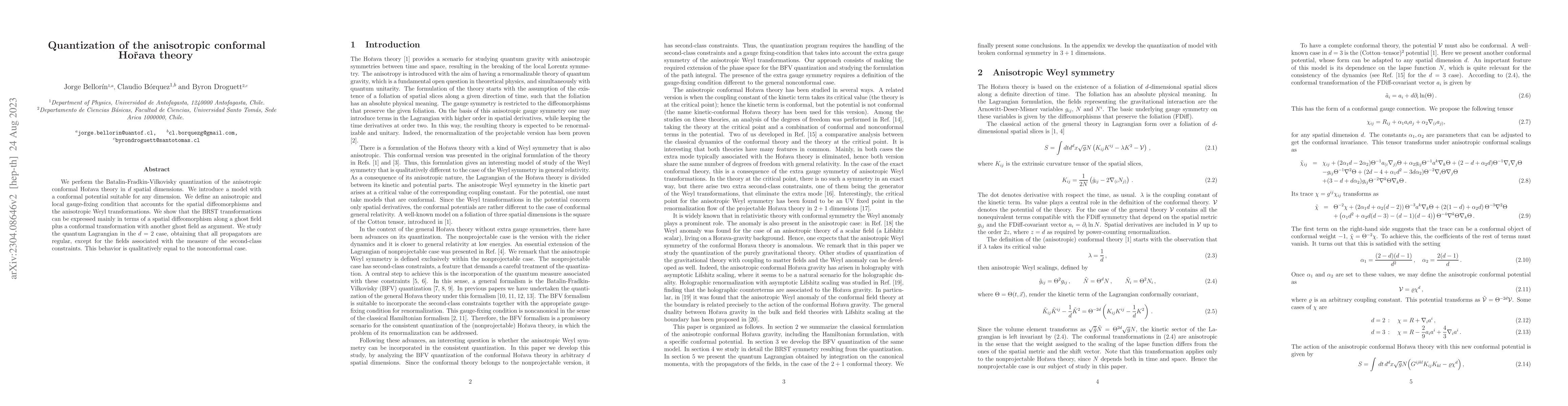 Thumbnail for Quantization of the anisotropic conformal Horava theory