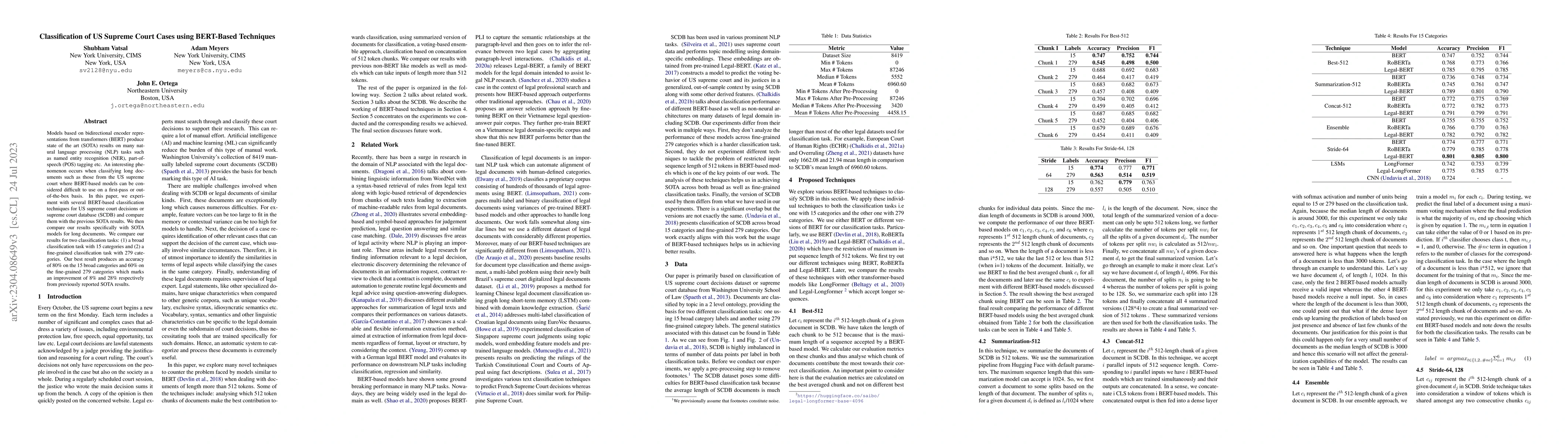 Thumbnail for Classification of US Supreme Court Cases using BERT-Based Techniques