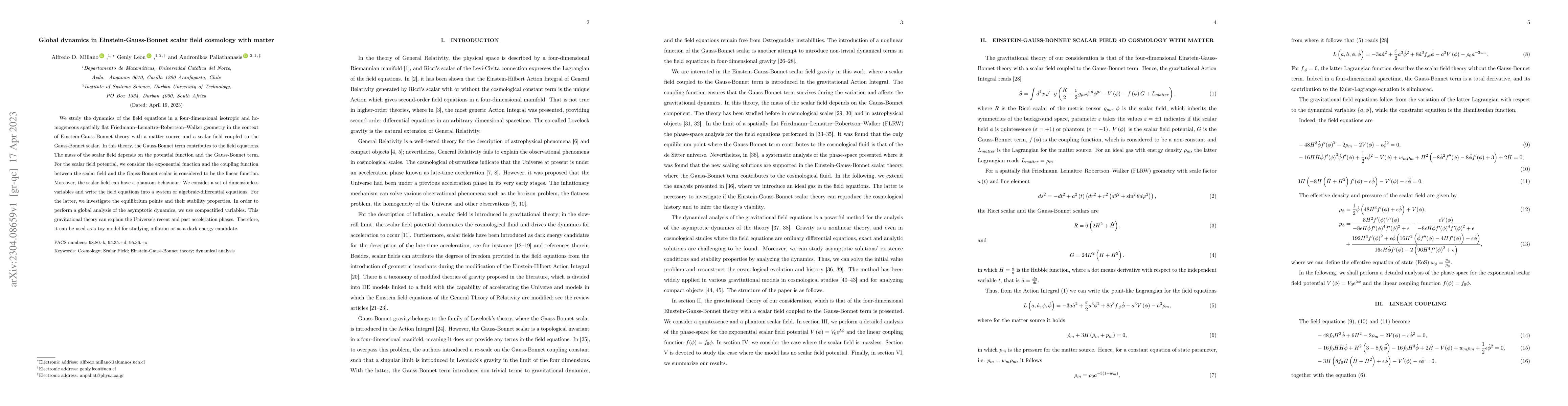 Thumbnail for Global dynamics in Einstein-Gauss-Bonnet scalar field cosmology with
  matter