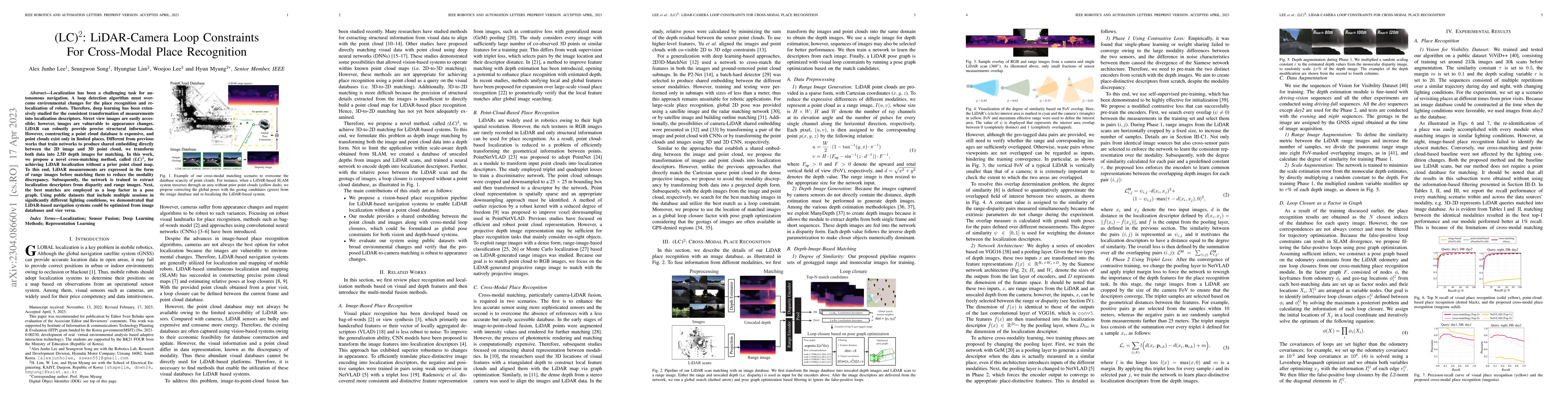 Thumbnail for (LC)$^2$: LiDAR-Camera Loop Constraints For Cross-Modal Place
  Recognition