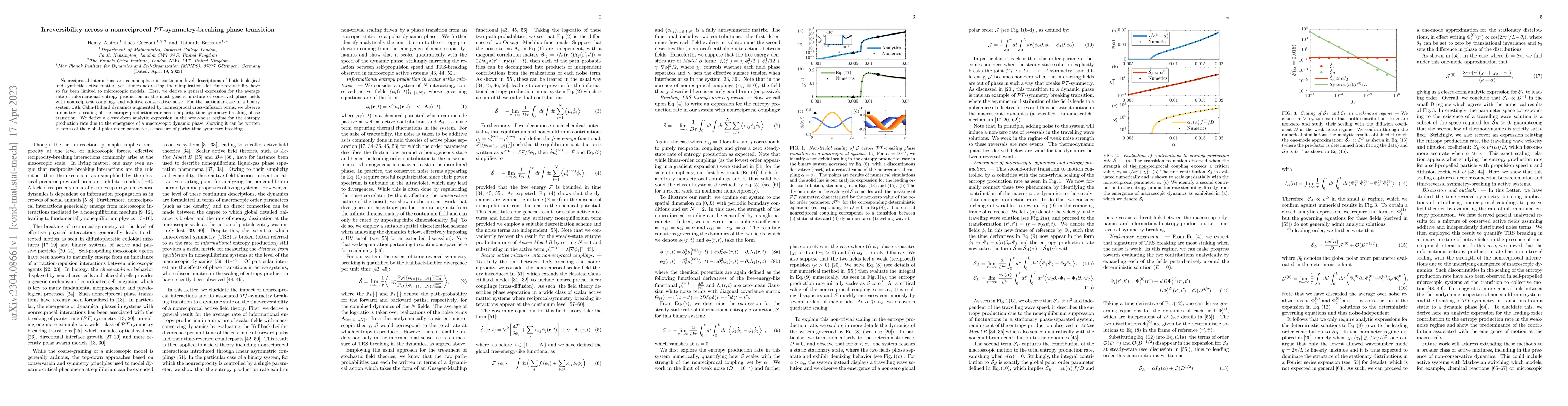 Thumbnail for Irreversibility across a nonreciprocal ${\cal PT}$-symmetry-breaking
  phase transition