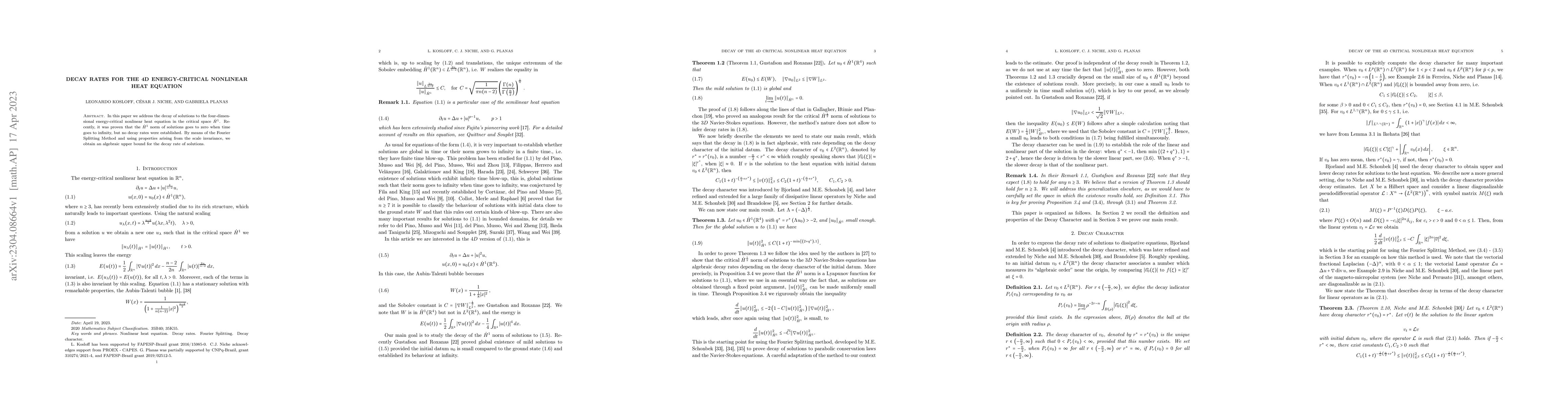 Thumbnail for Decay rates for the 4D energy-critical nonlinear heat equation