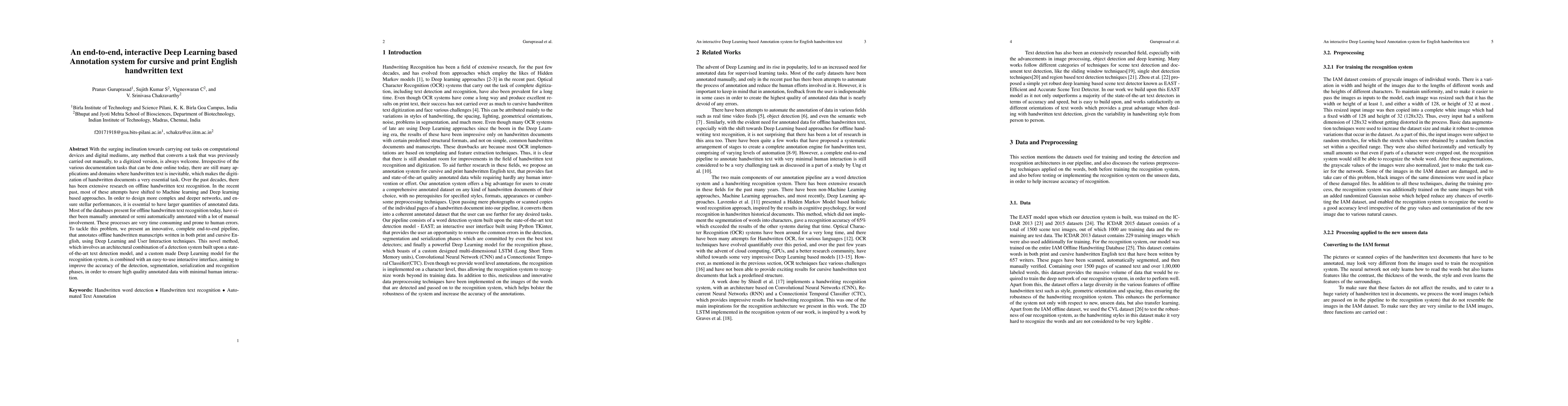 Thumbnail for An end-to-end, interactive Deep Learning based Annotation system for
  cursive and print English handwritten text