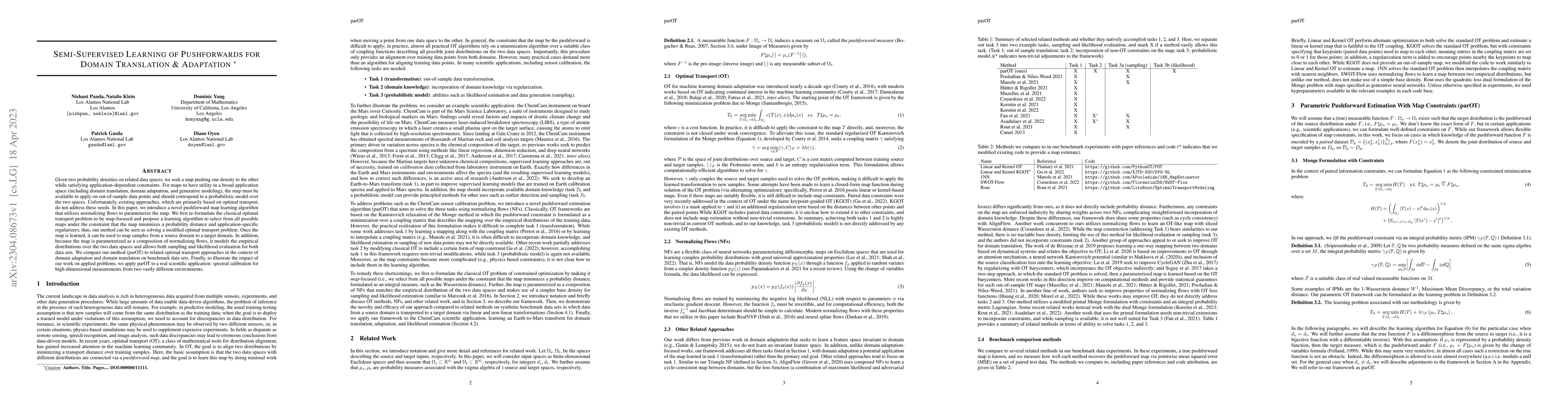 Thumbnail for Semi-supervised Learning of Pushforwards For Domain Translation &
  Adaptation