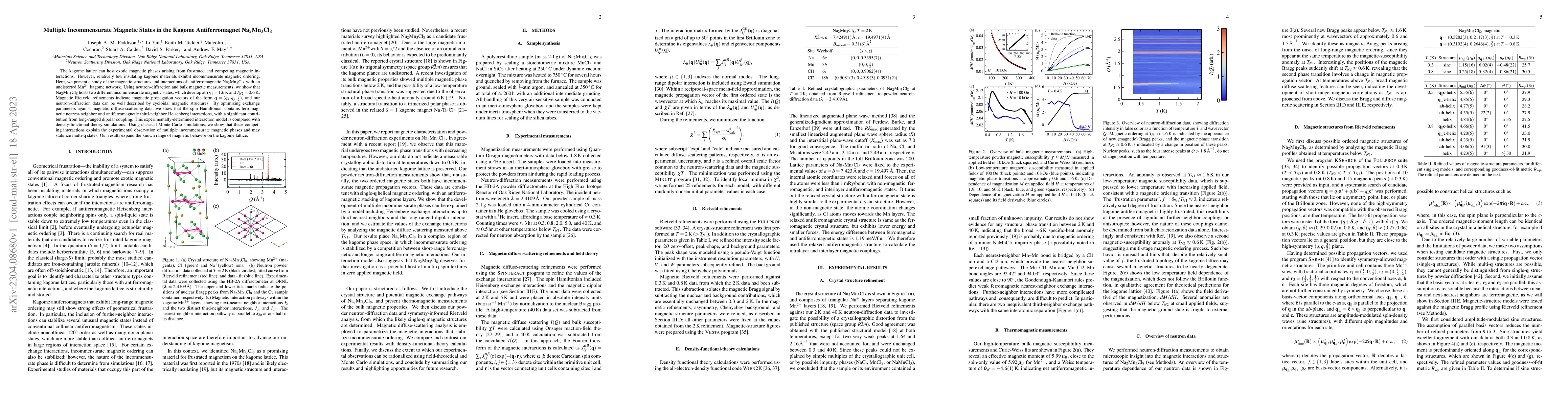 Thumbnail for Multiple Incommensurate Magnetic States in the Kagome Antiferromagnet
  Na2Mn3Cl8