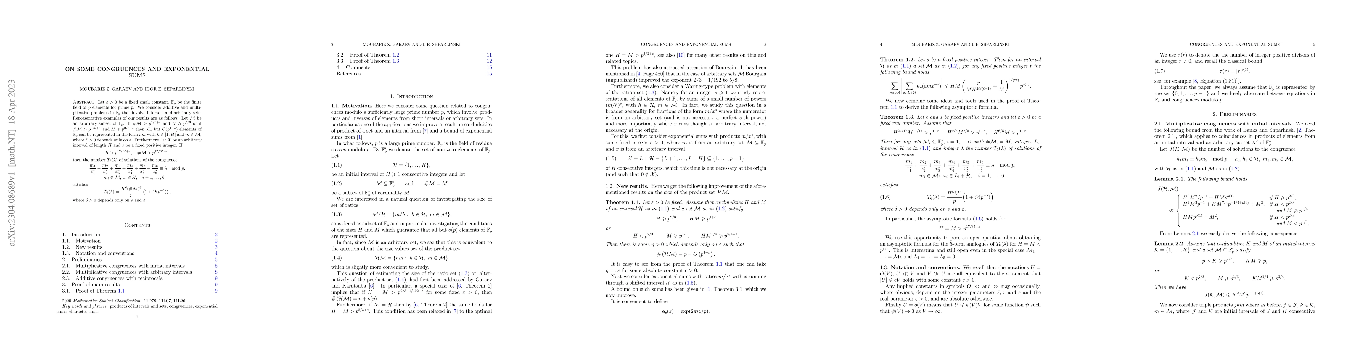 Thumbnail for On some congruences and exponential sums