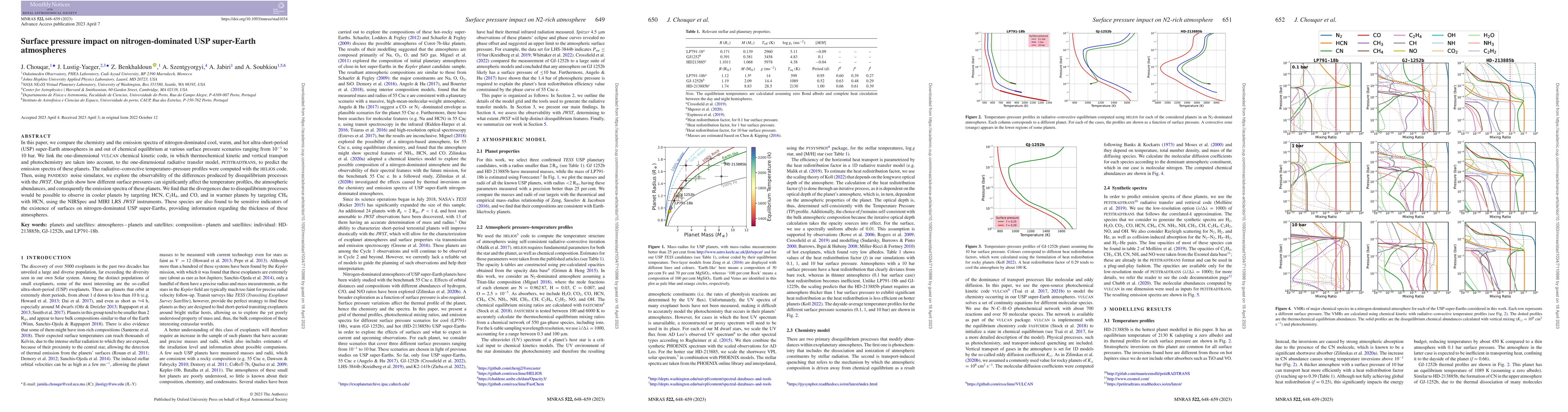 Thumbnail for Surface pressure impact on nitrogen-dominated USP super-Earth
  atmospheres