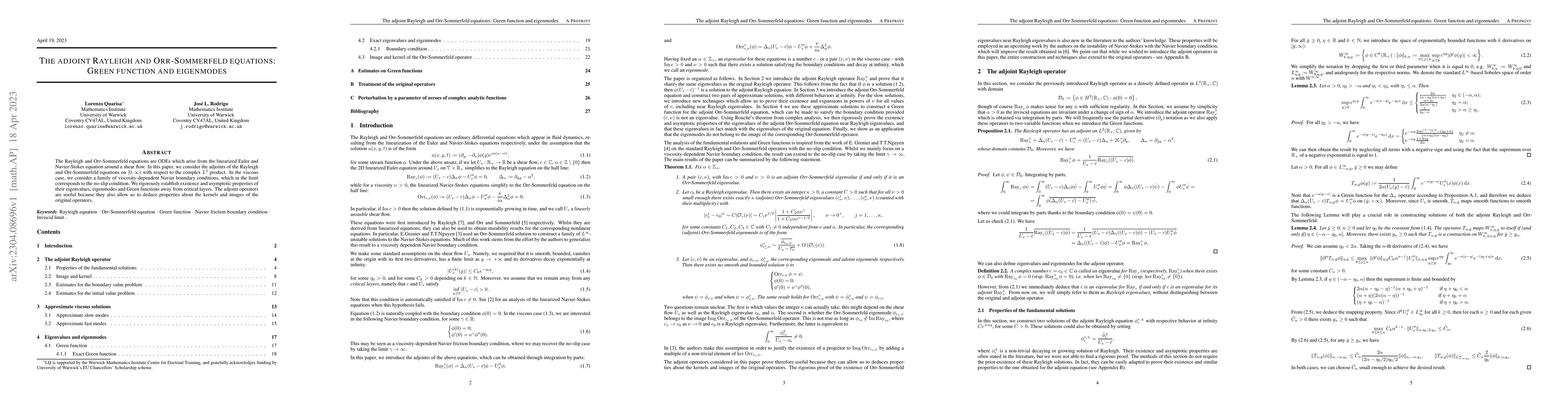 Thumbnail for The adjoint Rayleigh and Orr-Sommerfeld equations: Green function and
  eigenmodes